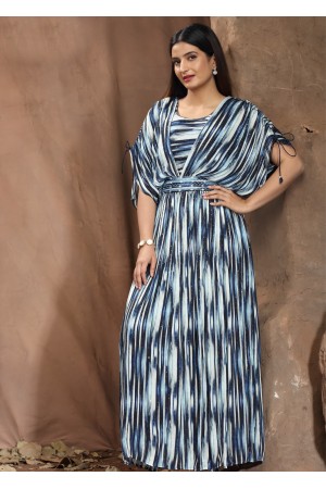 Blue Viscose Designer Gown